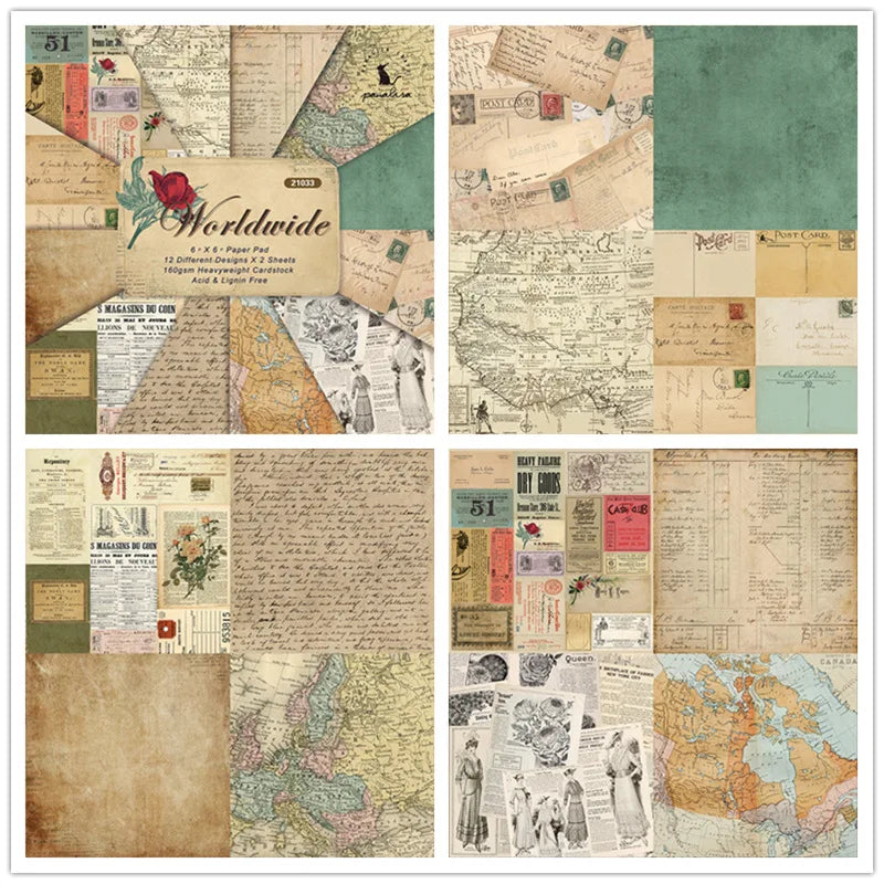 12 hojas de papel para álbum de recortes de 15x15cm