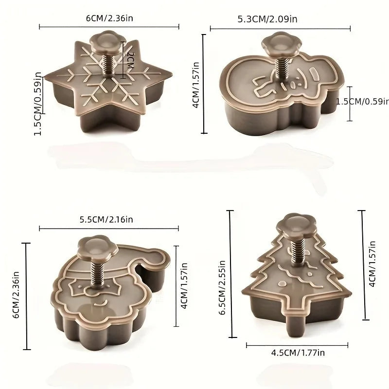 4 Uds. Molde tridimensional 3D para galletas de Navidad