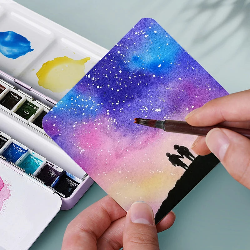 50 Tarjetas de  acuarela, postal gruesa, 300g, cuadrada, redonda, rectangular, mini bocetos