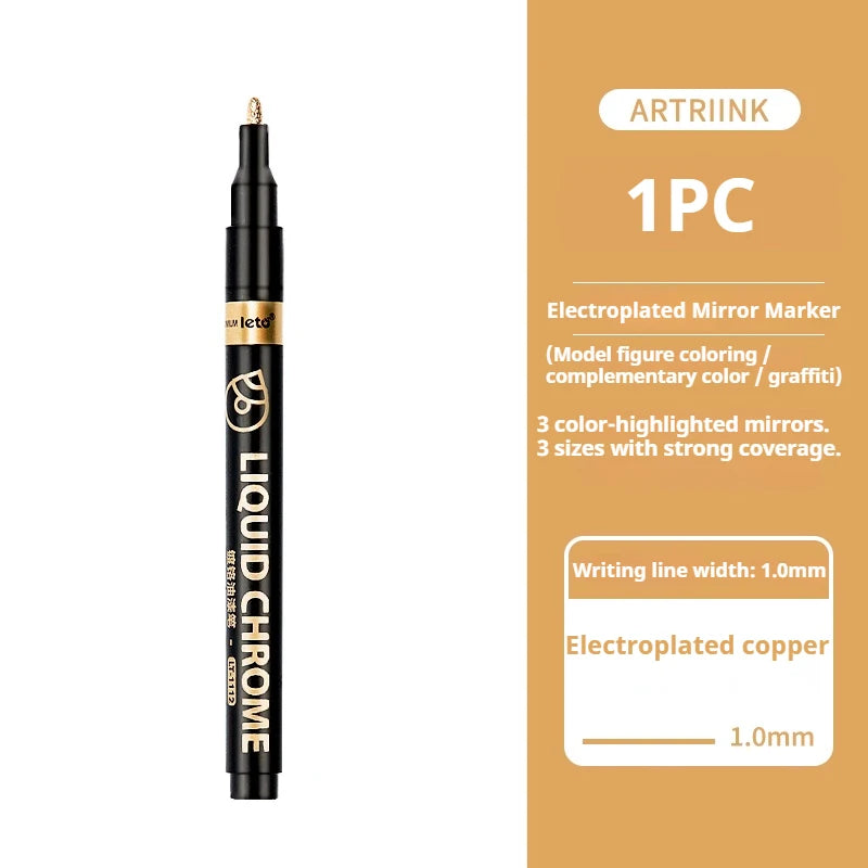 Bolígrafos de pintura espejo, tinta plateada, dorada y otros, punta de escritura de 1/2mm para modelo de Metal, madera, plástico y piedra, 1/6 Uds.