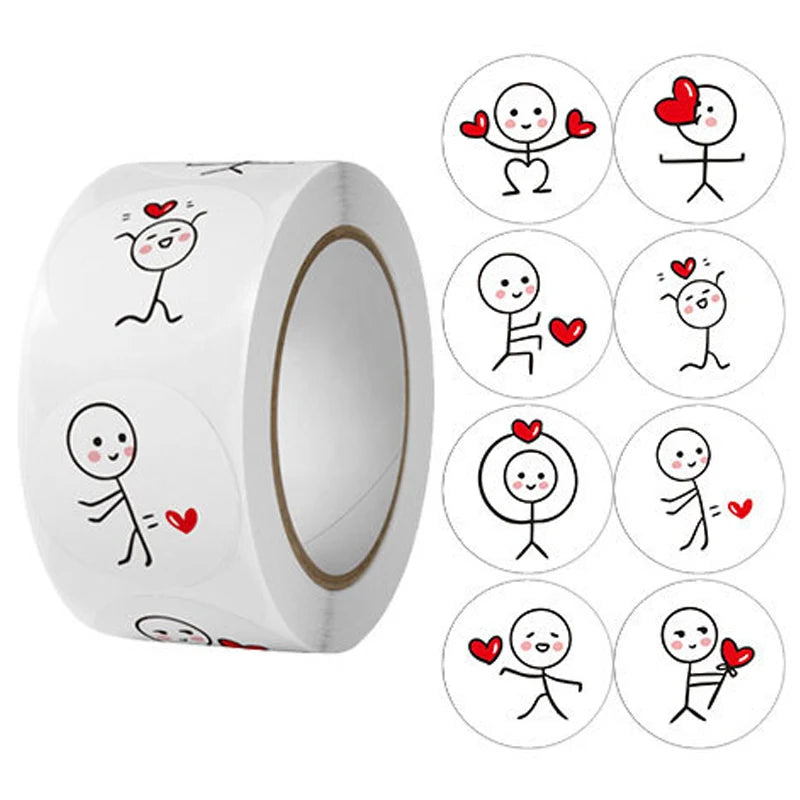 100-500 Uds pegatinas etiquetas de amor para decoración de regalo