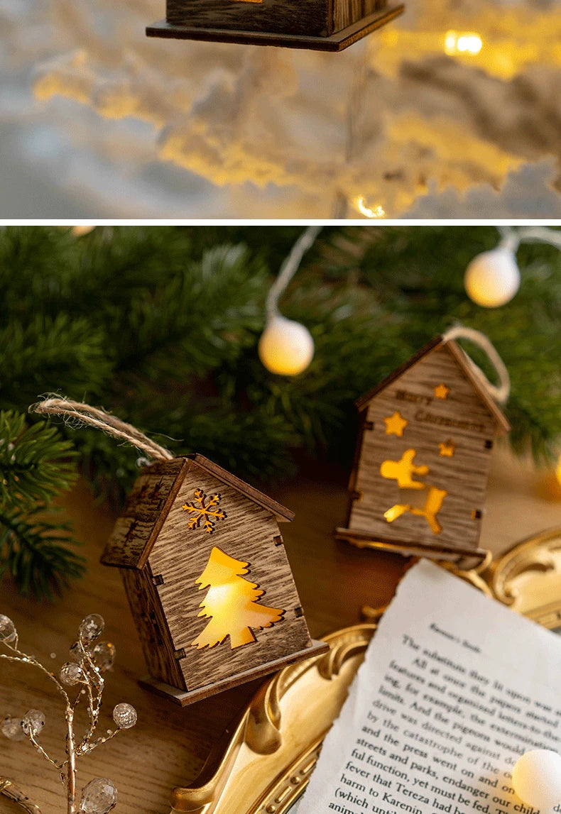 Casa de madera luminosa con Luz LED de Navidad