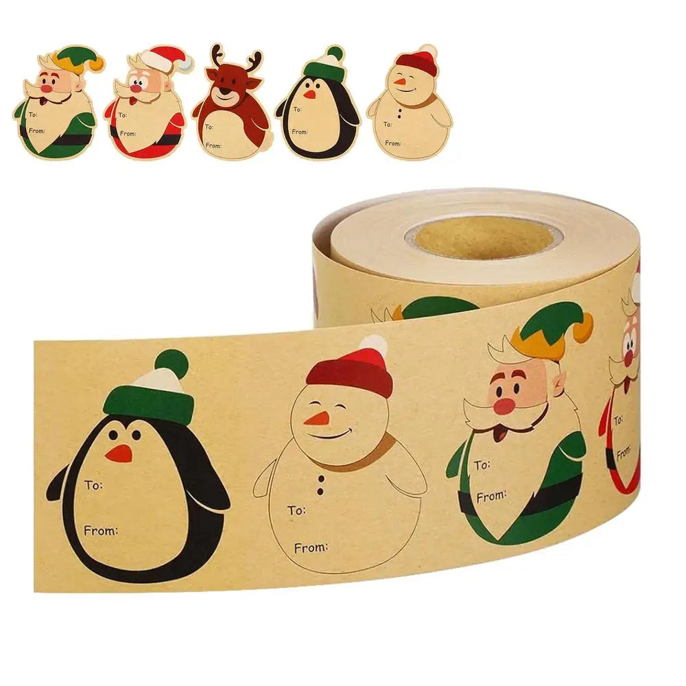 Stickers navideños redondas, 200 piezas, etiquetas de renos, de muñecos de nieve, de Papá Noel, etc