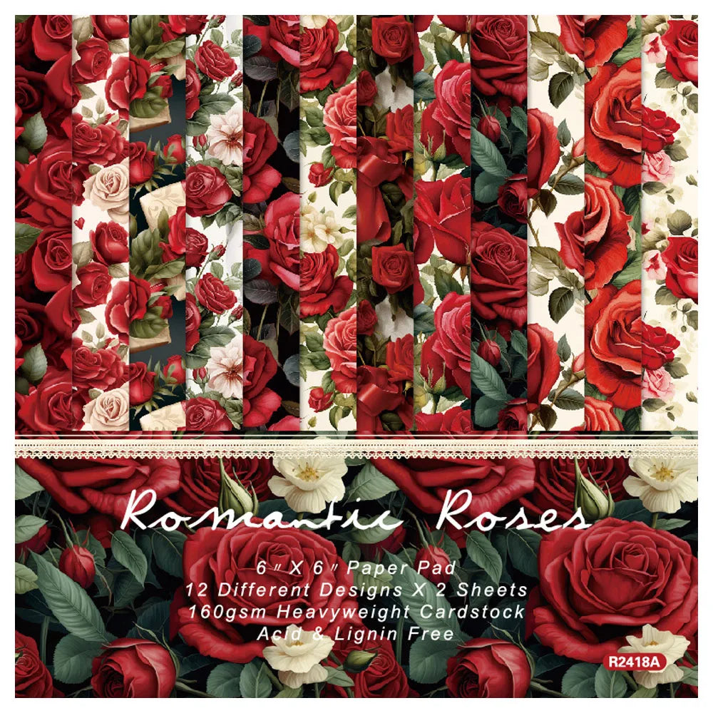 12 hojas de papel para álbum de recortes de 15x15cm