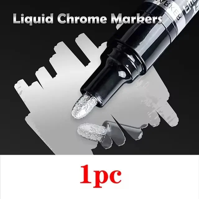 Rotulador de pintura cromada, lápices de pintura de espejo líquido reflectante, tinta dorada y plateada, punta de escritura de 1mm para modelo de metal, madera y plástico, 1/2/3 unidades