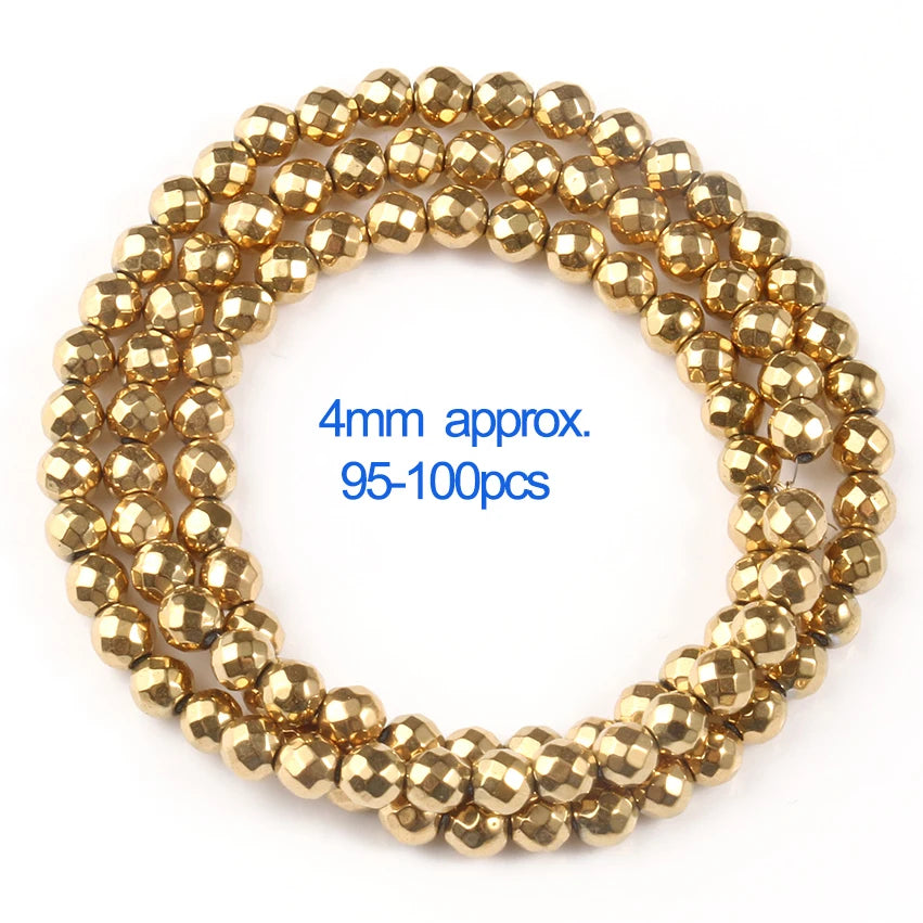 Mostacillas de hematita chapadas en oro Natural para fabricación de joyería