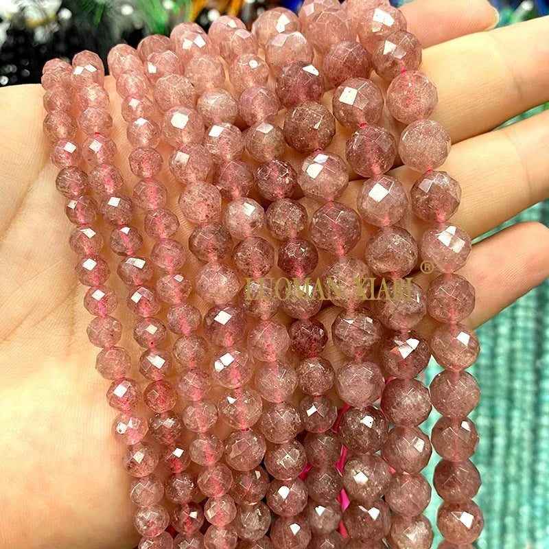 Piedra Natural redonda facetada AAA, mostacillas espaciadoras sueltas para fabricación de joyería