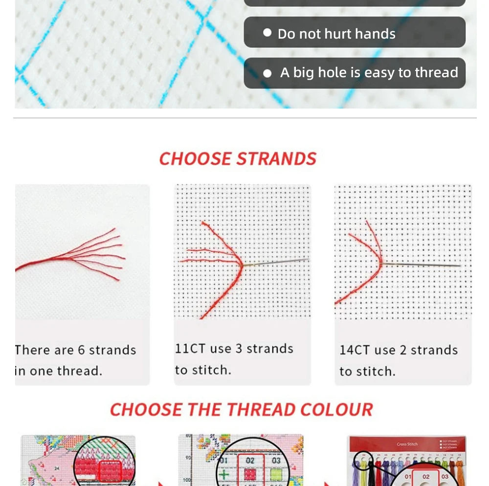 Kit completo de bordado de punto de cruz, preimpreso de noche estrellada, 11CT