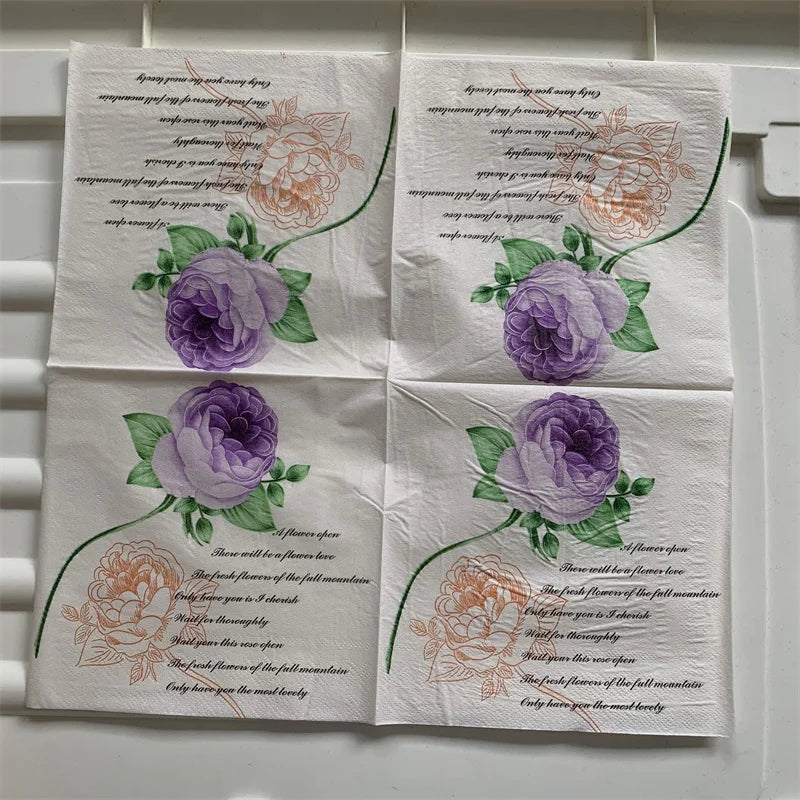 Decoupage-Servilletas de papel de flores, mariposas, 20 unidades