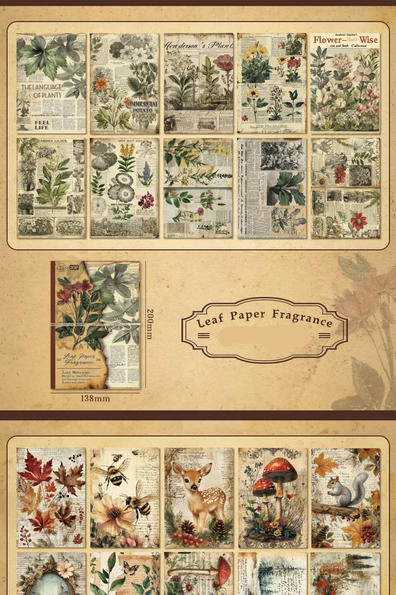 30 Uds. Planificador de papel Vintage, suministros artesanales