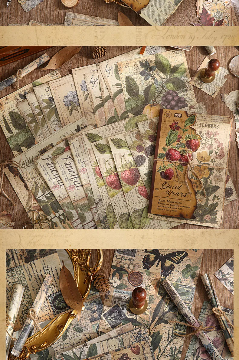 30 Uds. Planificador de papel Vintage, suministros artesanales