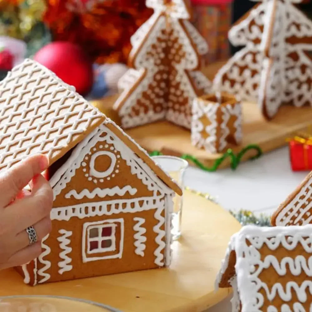 Juego de cortadores de galletas para casa de jengibre, 18 Uds., acero inoxidable, 3D, accesorios para hornear