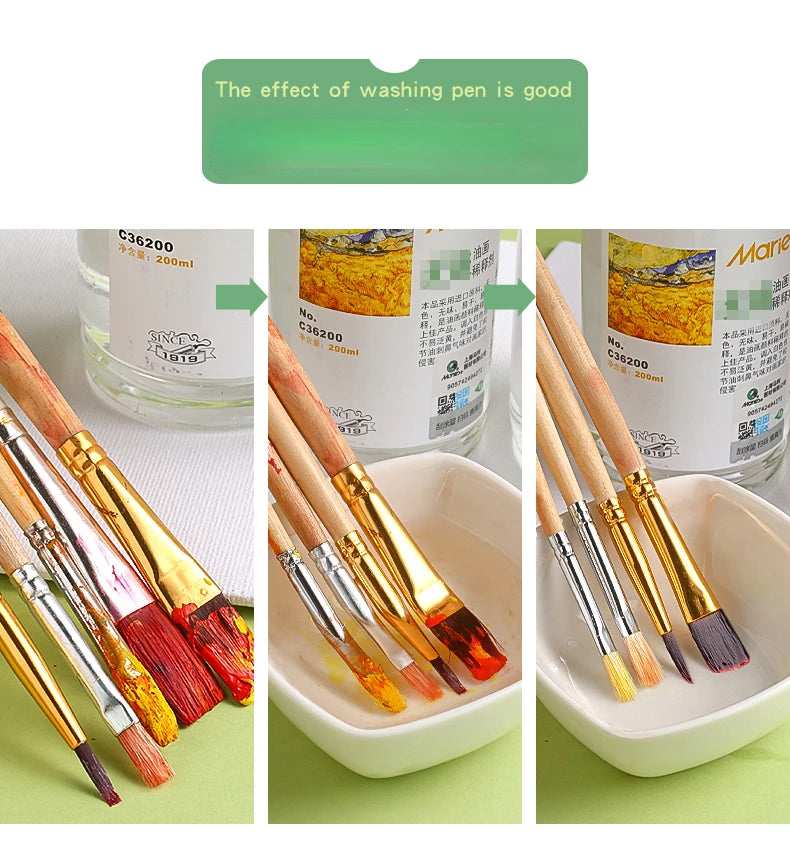 Trementina sin olor para pintura al óleo, líquido de limpieza para pinceles, 500ml
