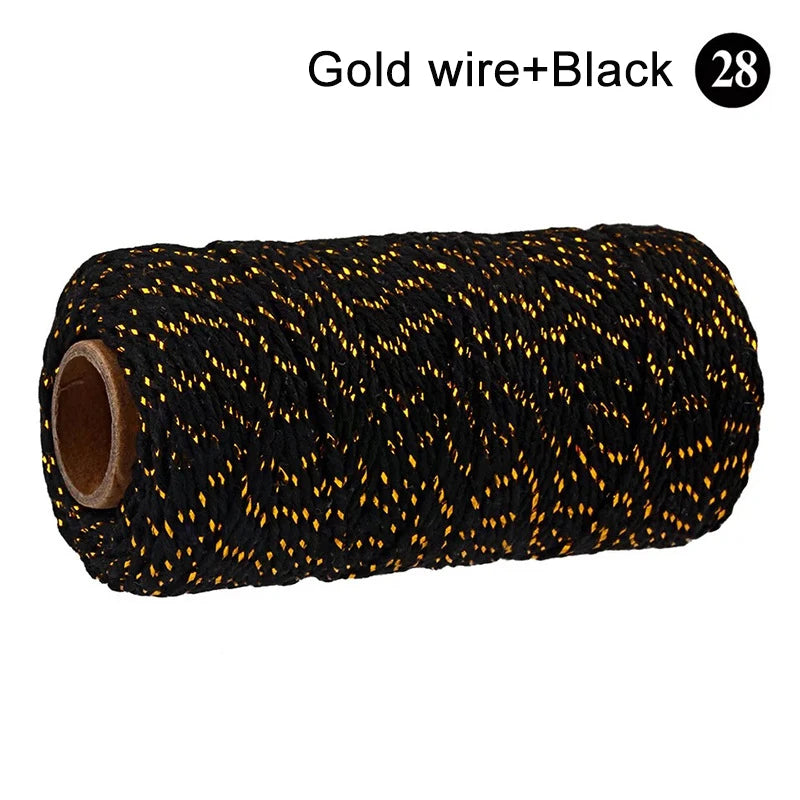Cuerda de macramé de algodón para manualidades, cordón colorido de 100M y 2mm
