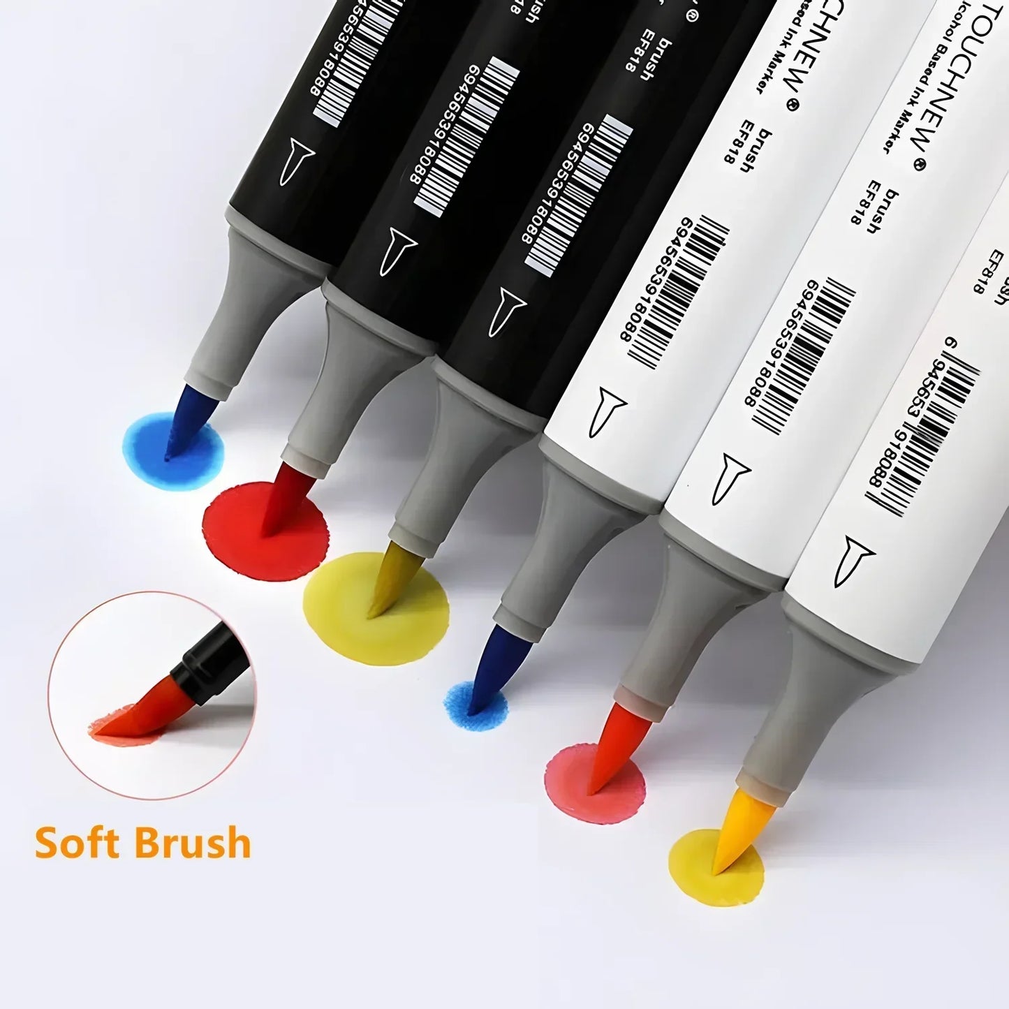 Rotuladores de doble punta suave, TOUCHNEW 30/60/80 colores con punta pincel y cincel para artistas adultos