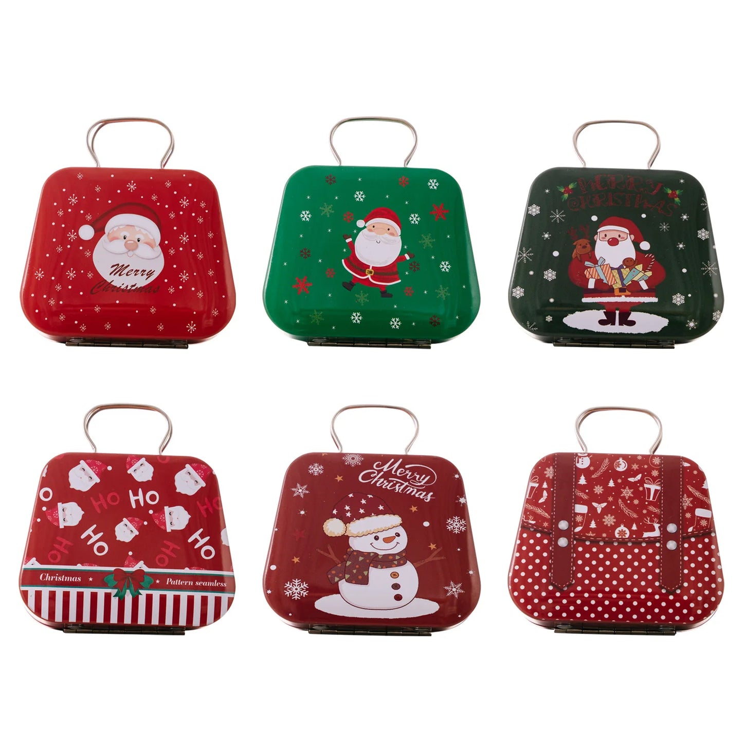 Caja de lata navideña, estilo bolso, Mini monedero, suministros de decoración navideña