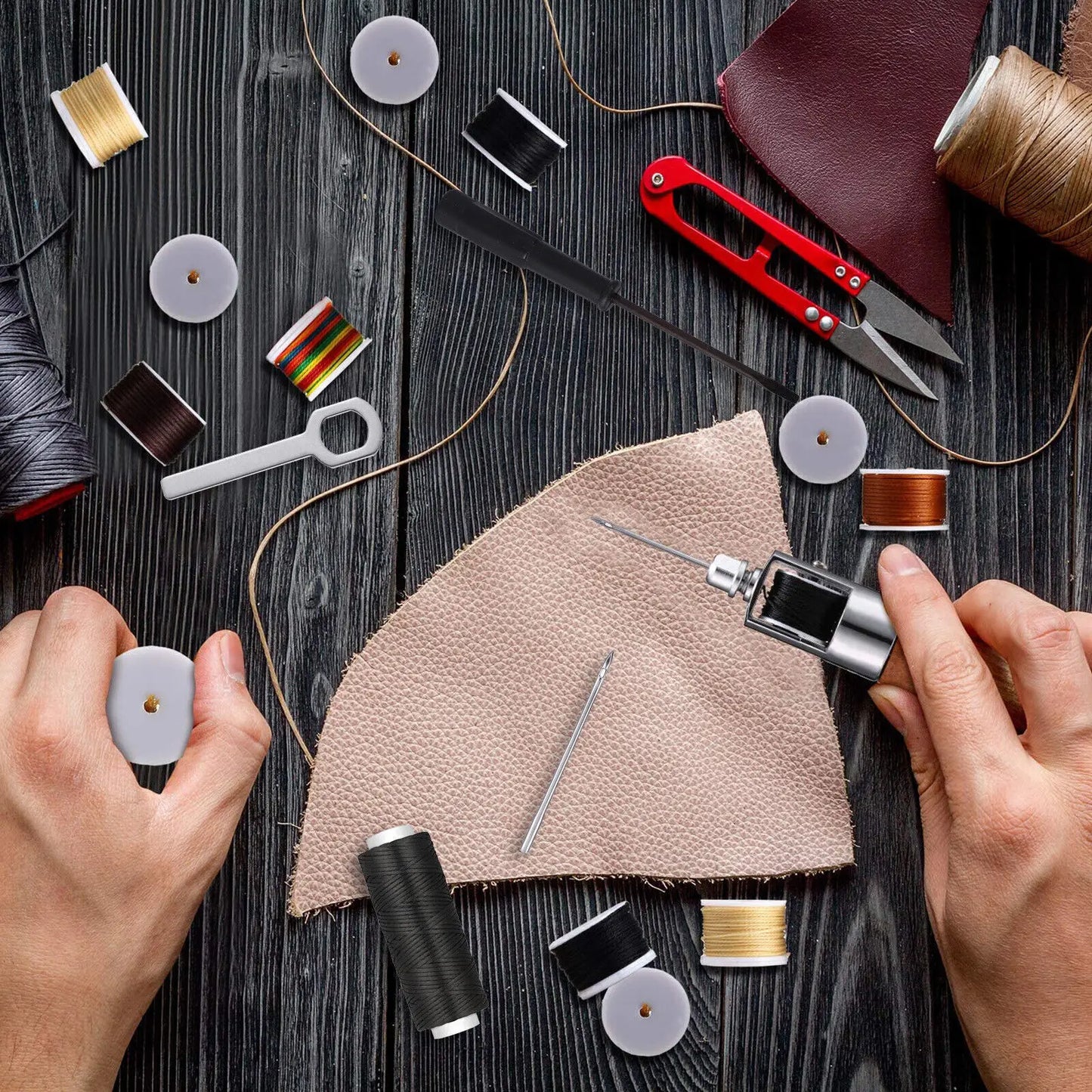 Kit de hilo de punzón de costura de cuero