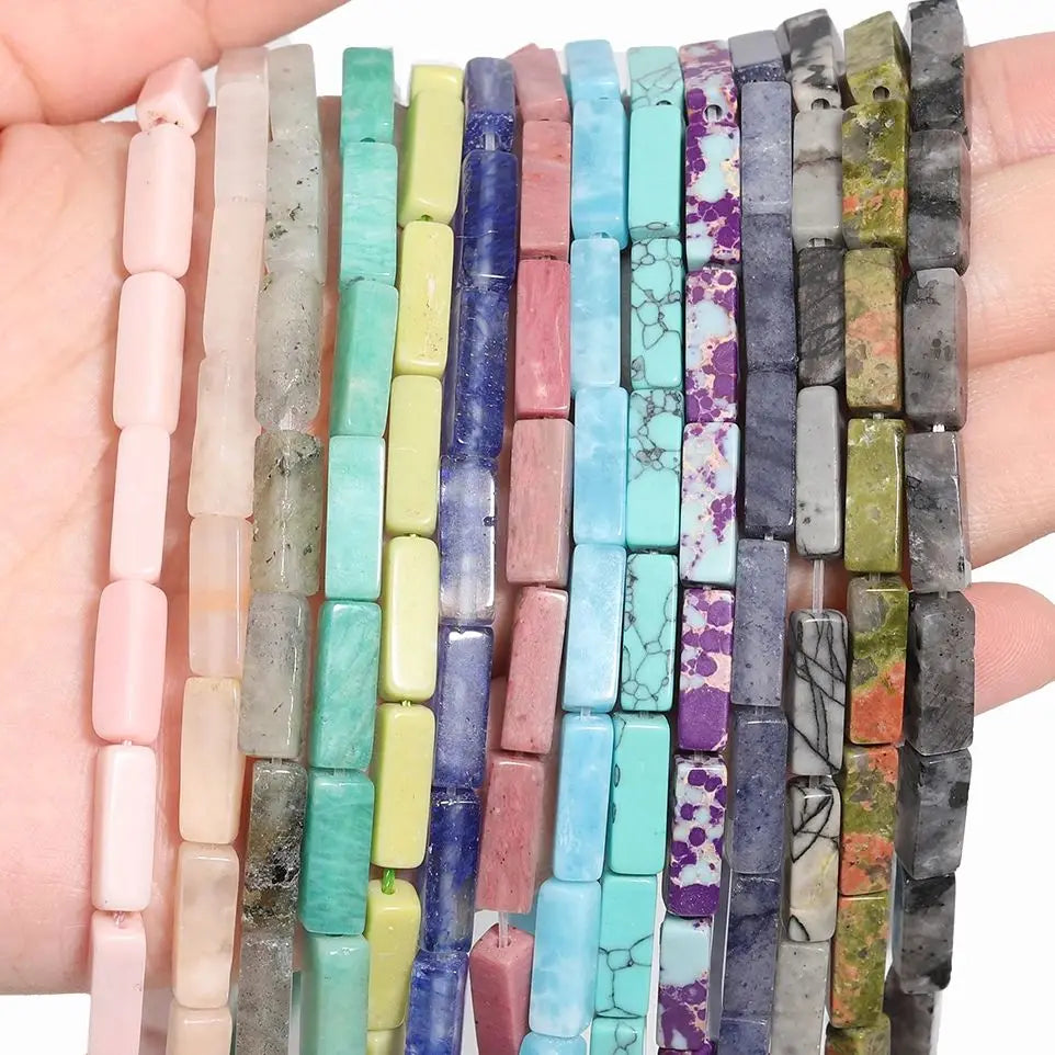 Mostacillas de piedra natural con forma rectangular para fabricación de joyas, 13x4mm, 30 piezas