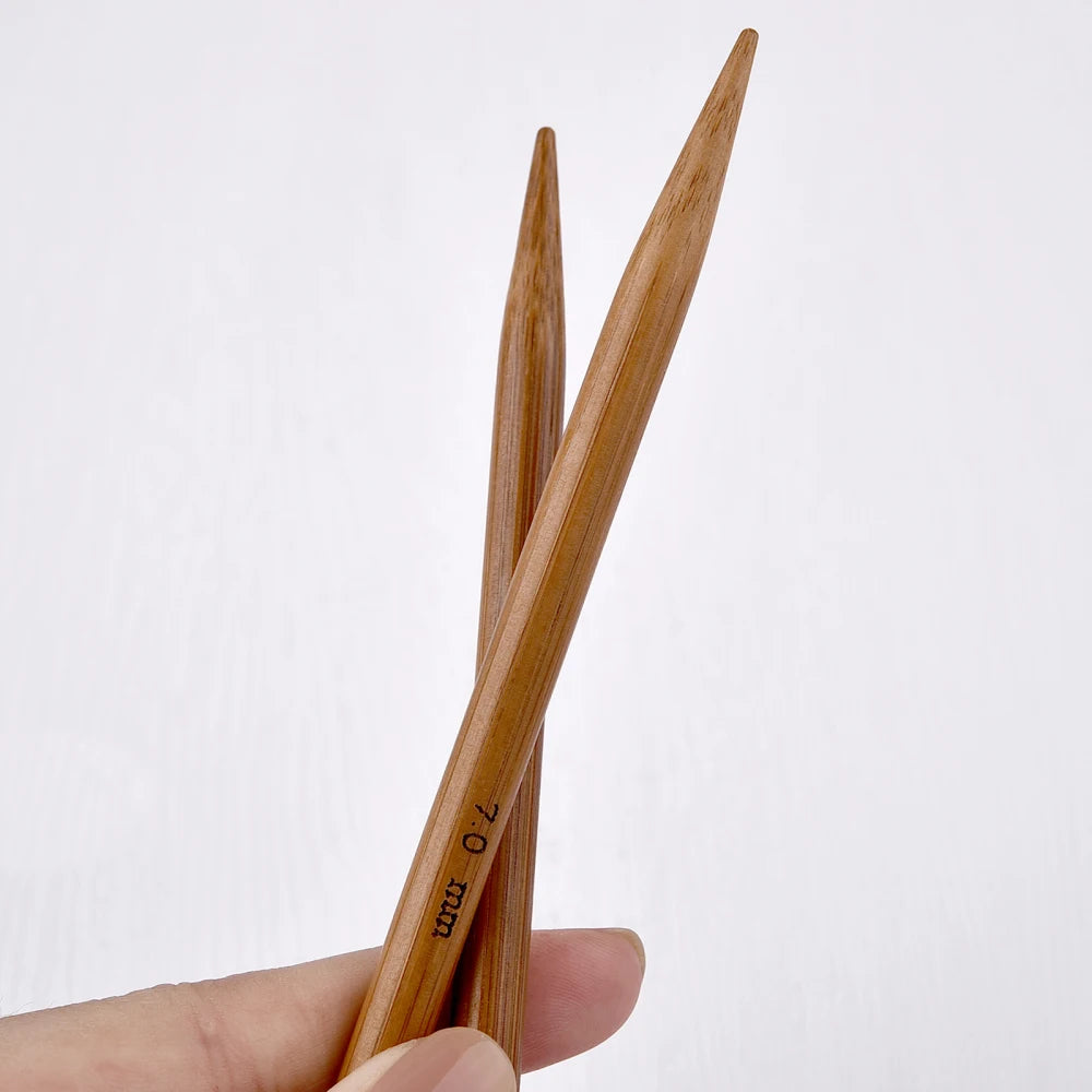 Palillos de tejer de bambú de 3-10mm, agujas circulares con aro de tubo de acero inoxidable para tejer a mano