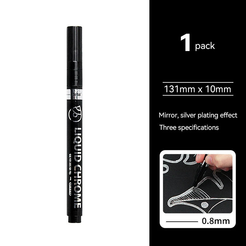 Bolígrafos de pintura espejo, tinta plateada, dorada y otros, punta de escritura de 1/2mm para modelo de Metal, madera, plástico y piedra, 1/6 Uds.
