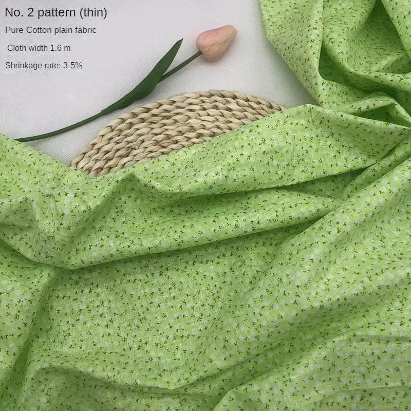 Tela estampada de algodón puro por metros, textil fino, transpirable, Verde