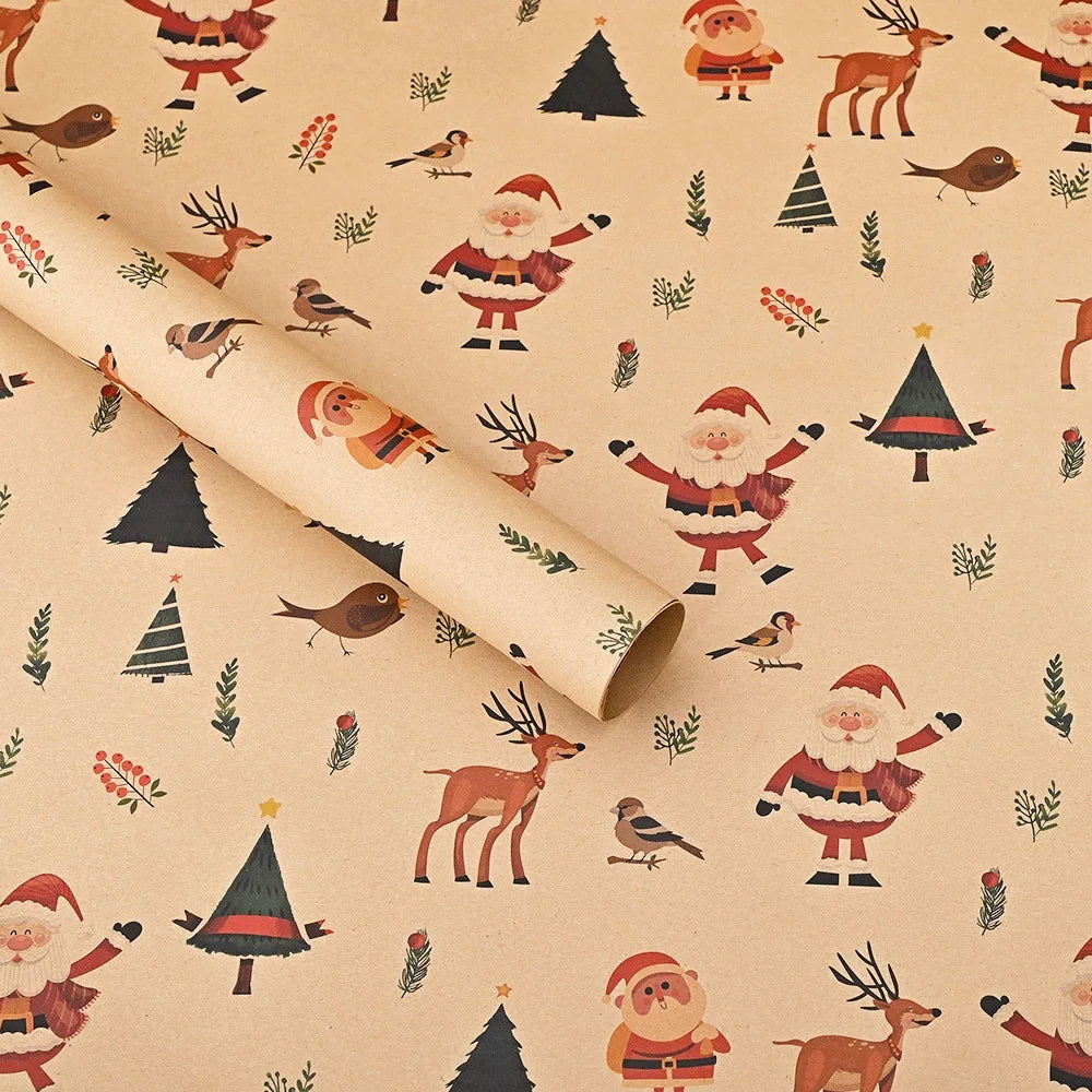 10 Uds., de papel de regalo navideño-74*50cm