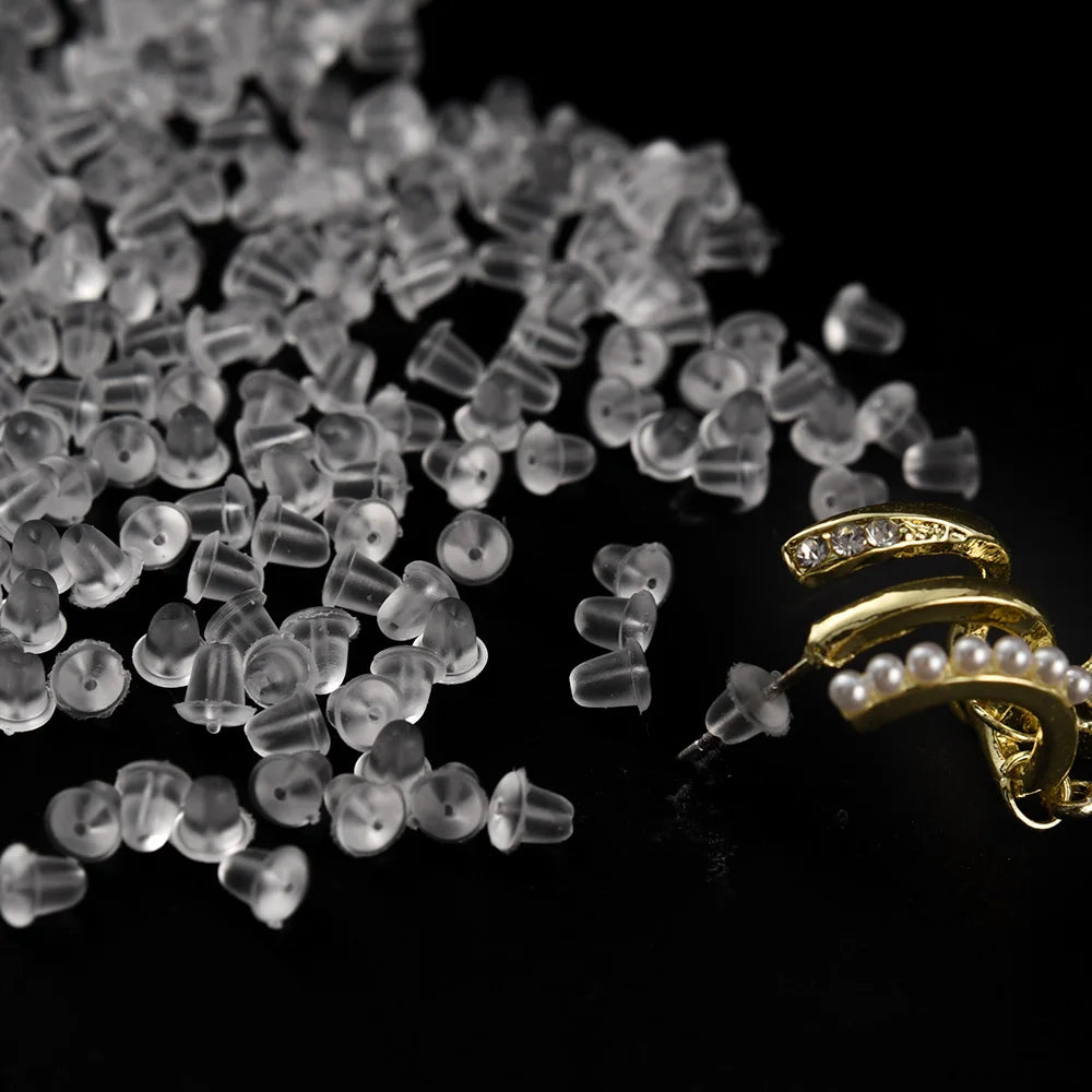 500 a 2000 Uds. Tapones de goma traseros para pendientes, de silicona, redondos