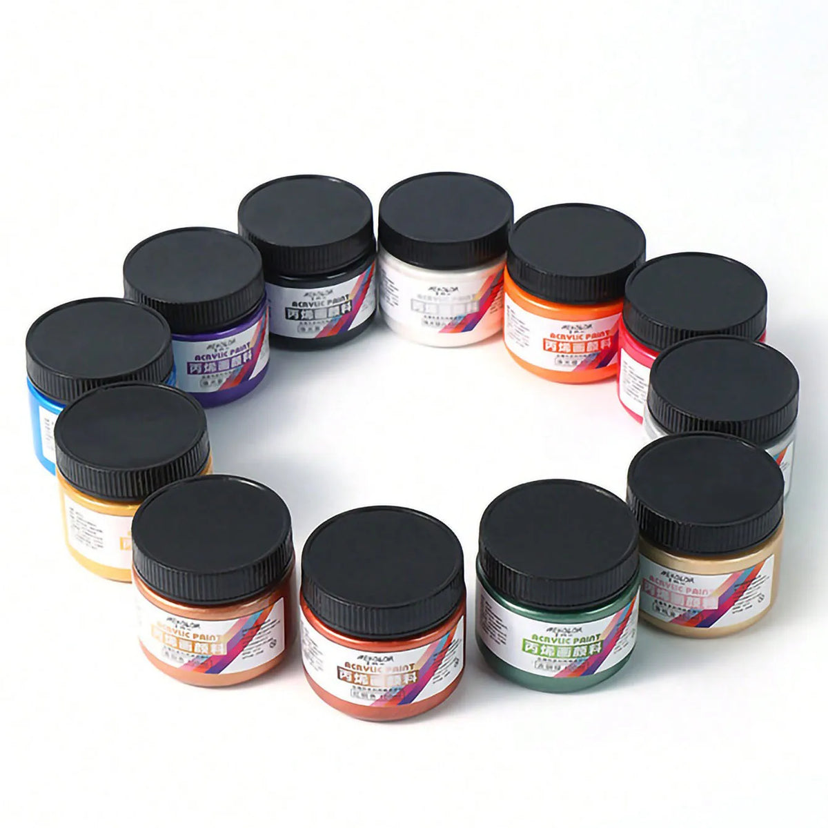 1 unidad de pintura acrílica de 100ml, en colores metalizados (oro, plata, cobre)