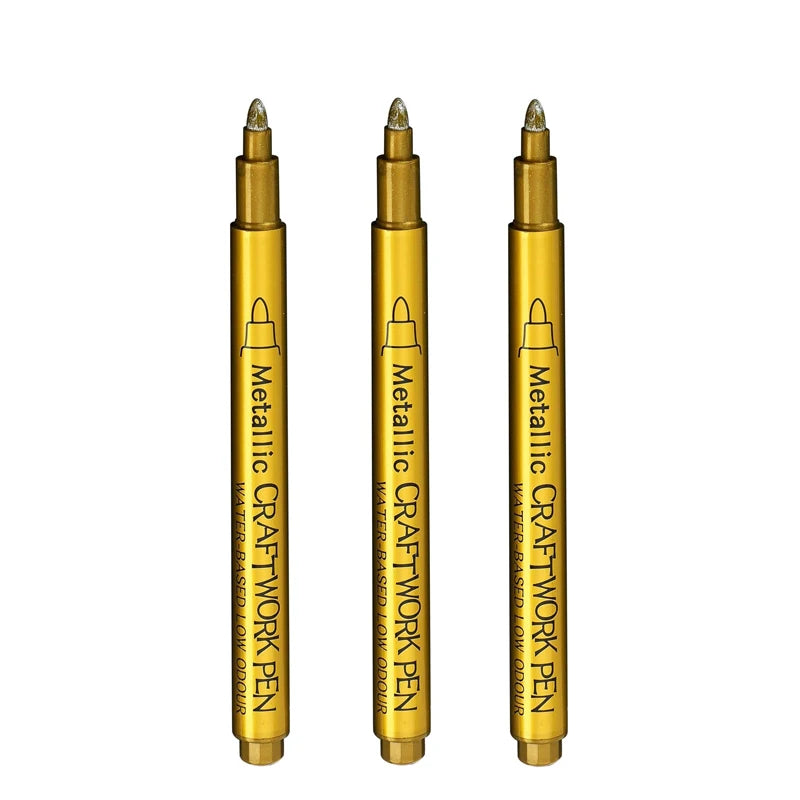 Juego de rotuladores metálicos de 1a 3 piezas, rotuladores de pintura, oro, plata y blanco, marcadores de arte permanente