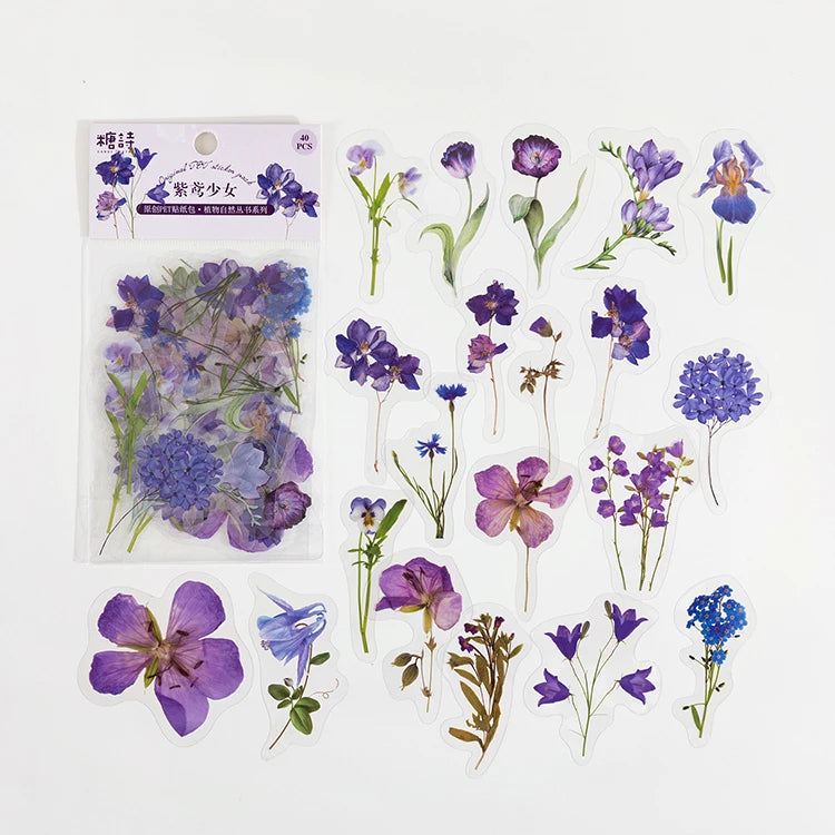 Colección de plantas de 40 piezas, stickers de hoja verde para decoración