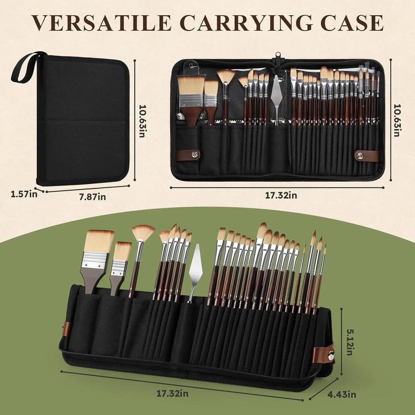 Juego de pinceles de nylon de 26 piezas para acuarela, acrílica y pintura al óleo, kit de pinceles de dibujo de arte profesional