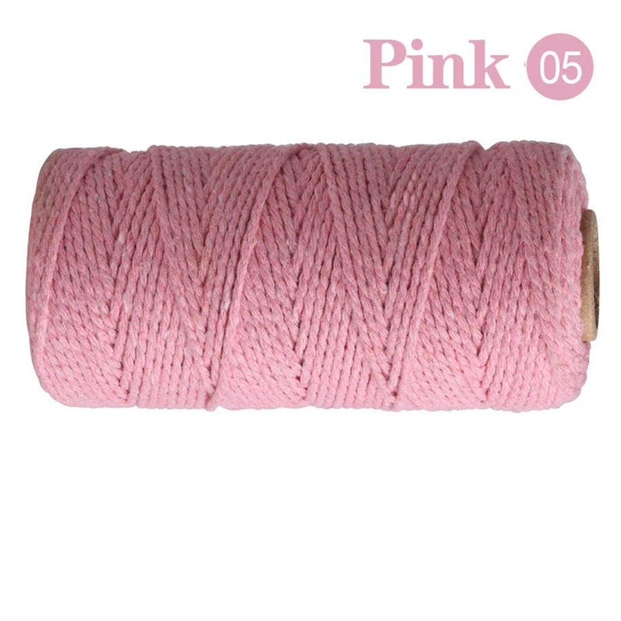 Cuerda de Algodón Puro para Macramé, de 2mm y 100M, 20 Colores