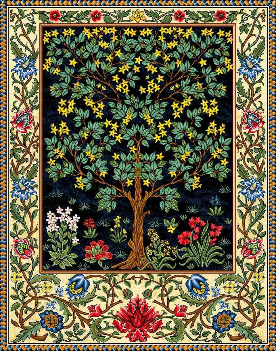 Kits de punto de cruz, paisaje de árbol, 11CT, hilo de algodón, lienzo impreso