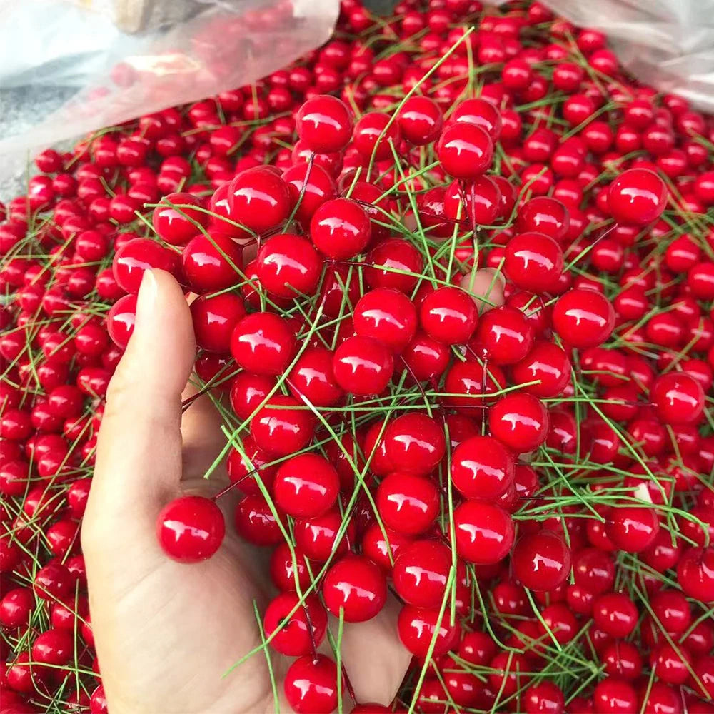 Bayas rojas para decoración de árbol de Navidad, 50/1000 piezas