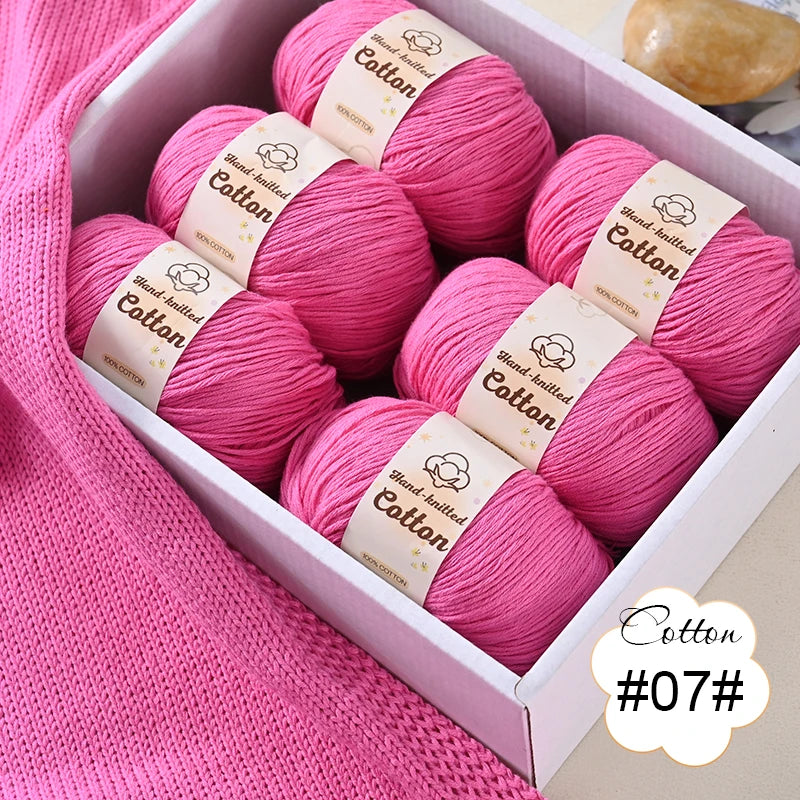 6 bolas de hilo de algodón puro de 300 g, hilo suave multicolor