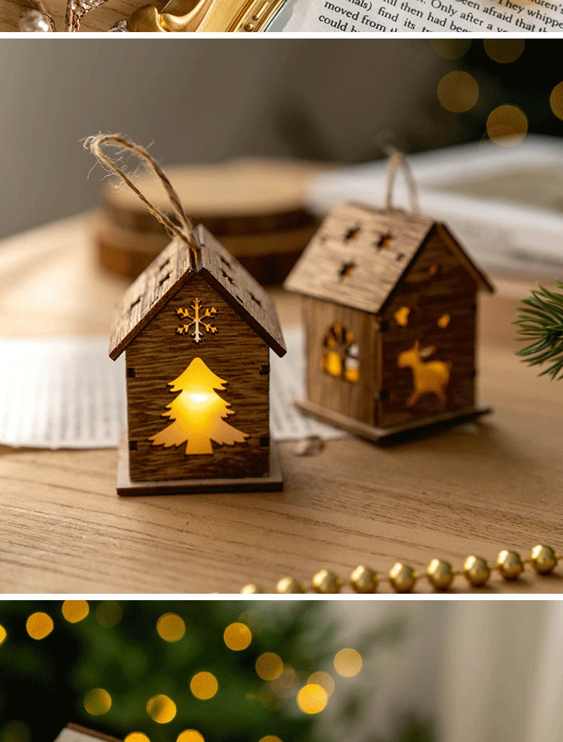 Casa de madera luminosa con Luz LED de Navidad