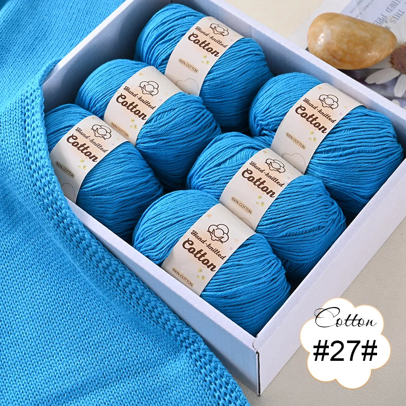 6 bolas de hilo de algodón puro de 300 g, hilo suave multicolor