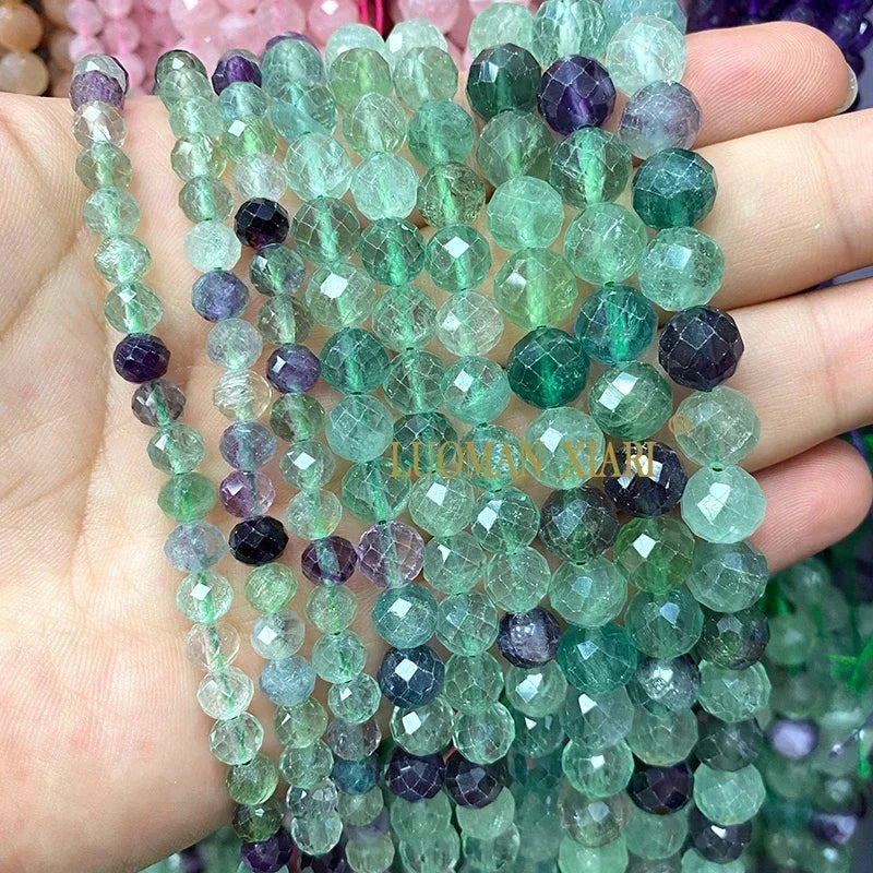 Piedra Natural redonda facetada AAA, mostacillas espaciadoras sueltas para fabricación de joyería