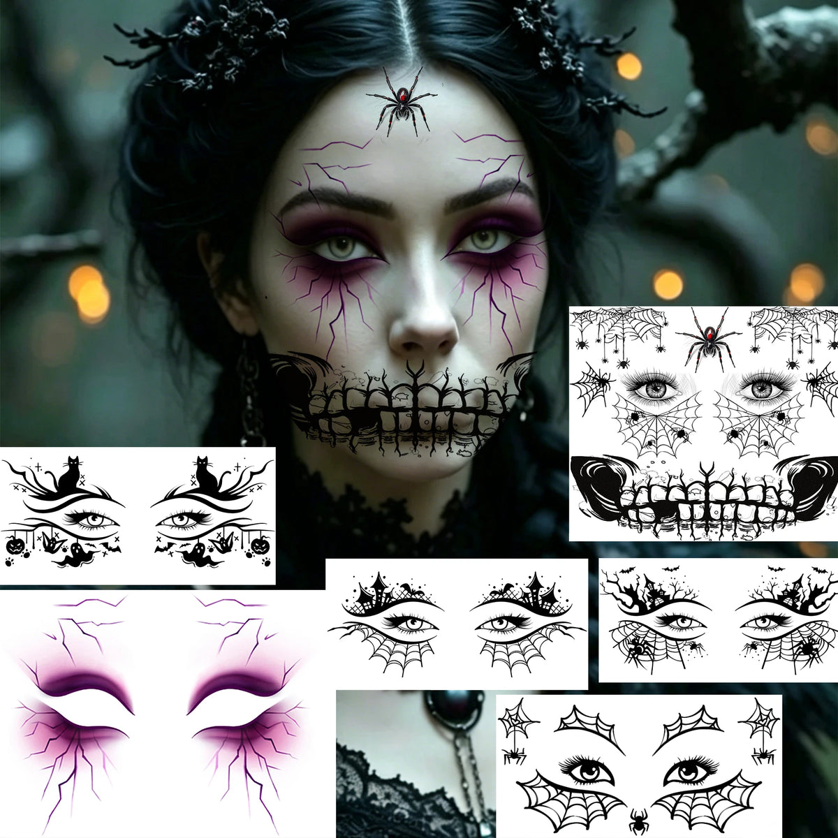 6 Hojas de Tatuajes Temporales para Halloween, Duraderos e Impermeables para Hombres y Mujeres