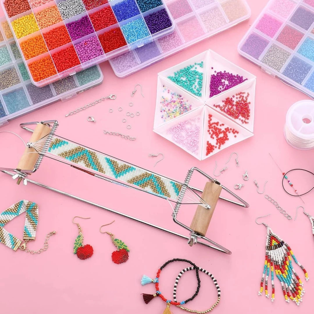 Kit de telar de mostacillas para joyería, pulseras, pendientes, collares