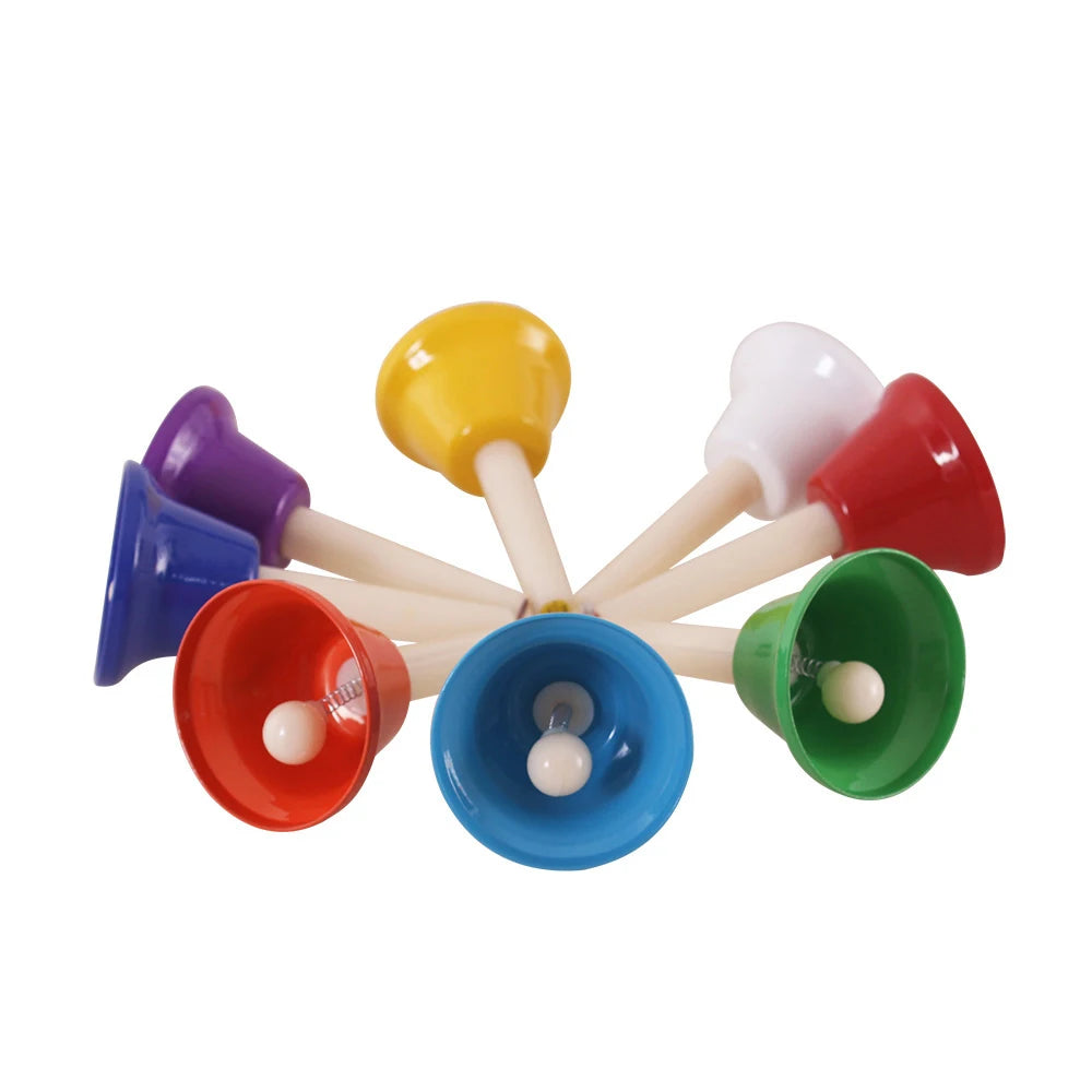 Juego de Instrumentos Musicales Orff, Campana de Mano de 8 Notas Coloridas para Niños.