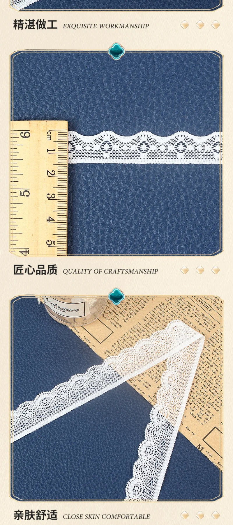 Accesorios de encaje blanco elástico, 1-2cm