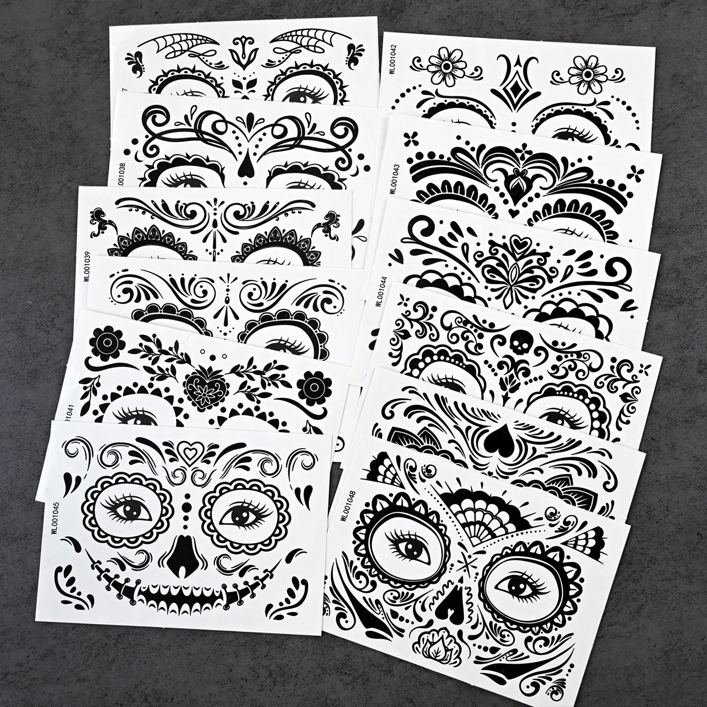 12 Piezas de Tatuajes Temporales Faciales de Halloween