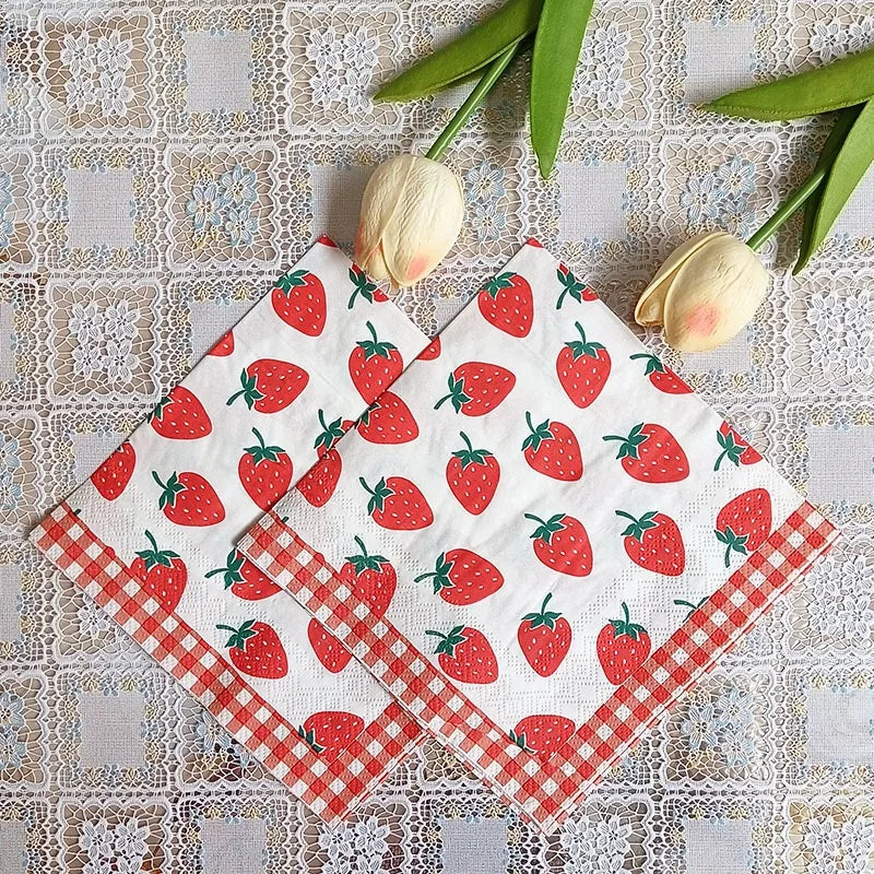 Paquete de 20 Servilletas de Papel con Estampado de Frutas