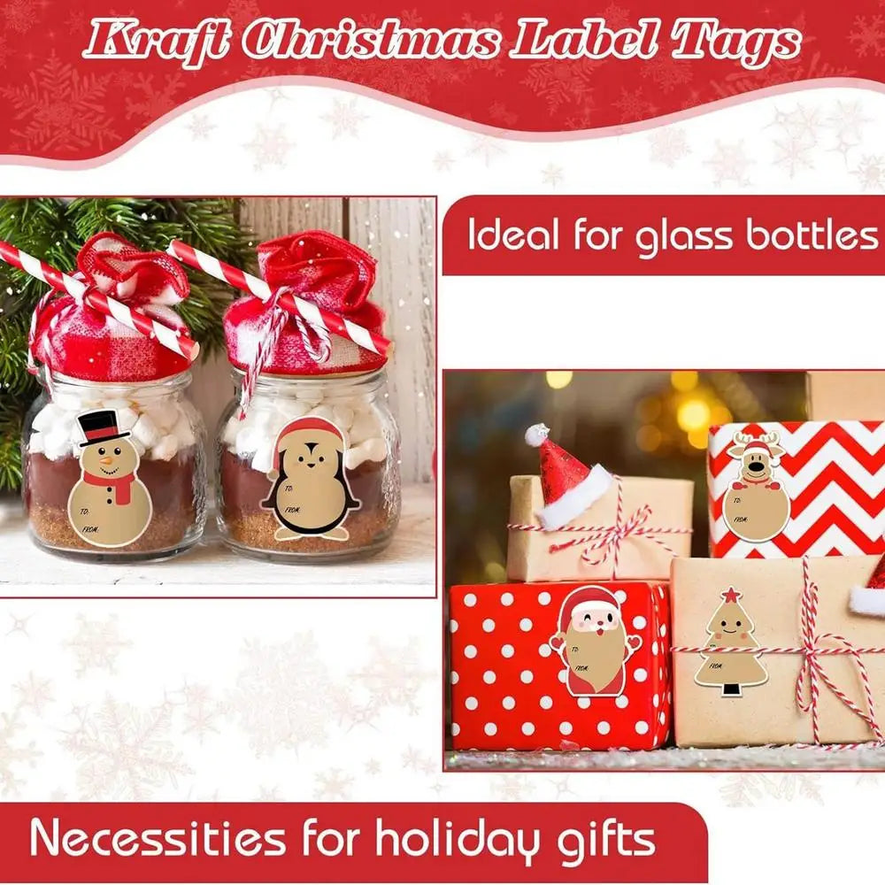 Stickers navideños redondas, 200 piezas, etiquetas de renos, de muñecos de nieve, de Papá Noel, etc