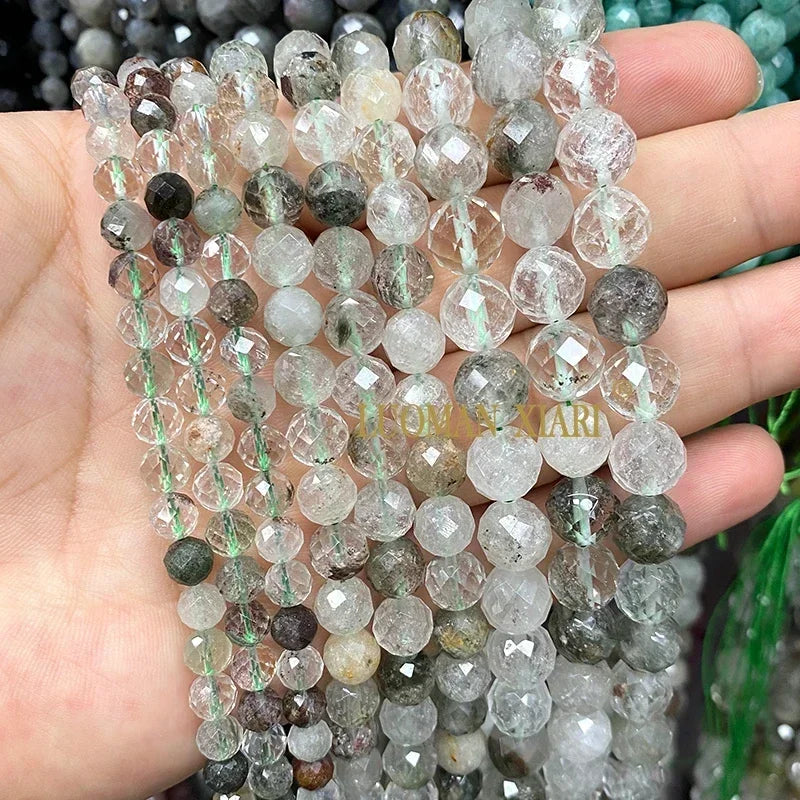 Piedra Natural redonda facetada AAA, mostacillas espaciadoras sueltas para fabricación de joyería