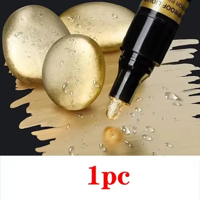 Rotulador de pintura cromada, lápices de pintura de espejo líquido reflectante, tinta dorada y plateada, punta de escritura de 1mm para modelo de metal, madera y plástico, 1/2/3 unidades