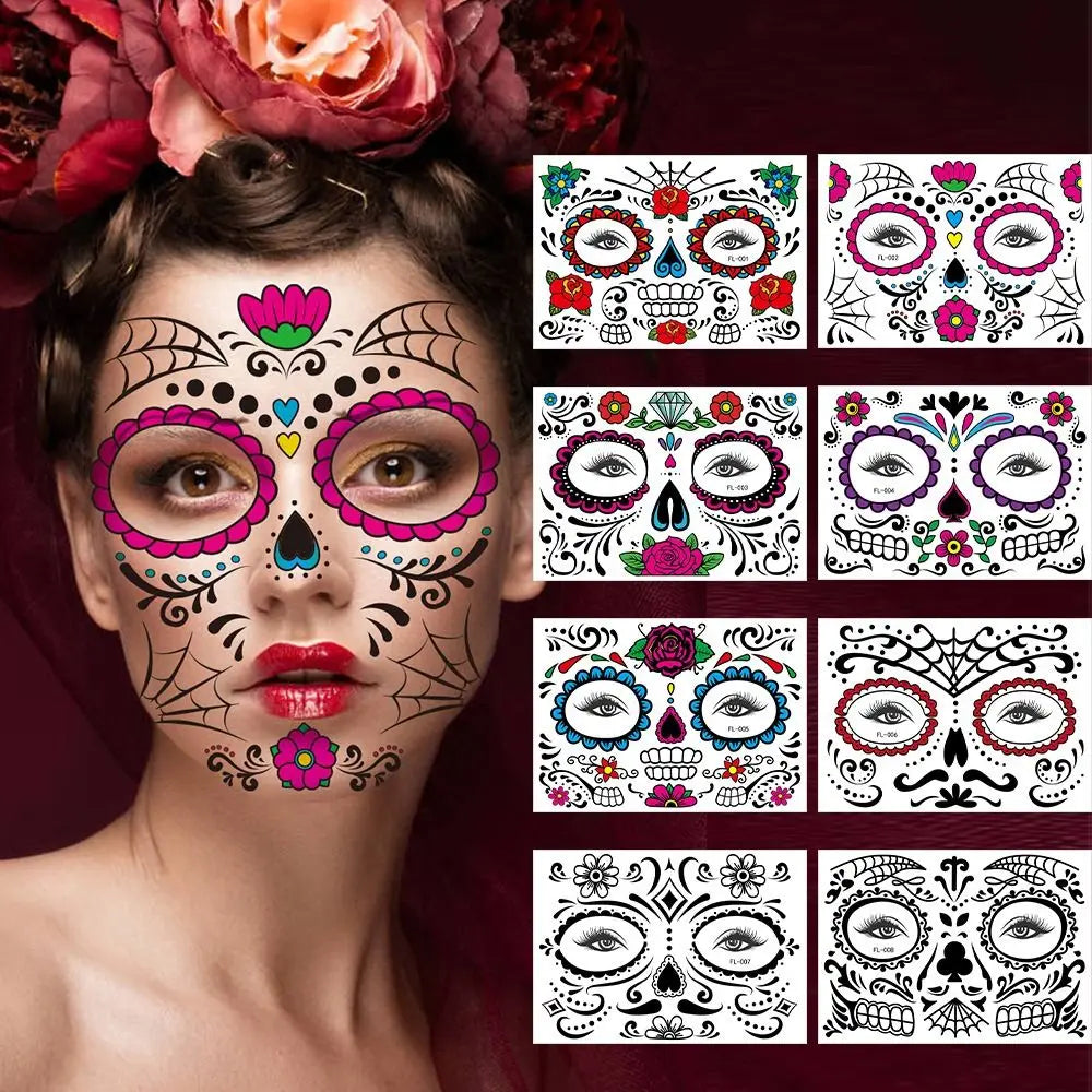Stickers de tatuajes de terror impermeables para Halloween