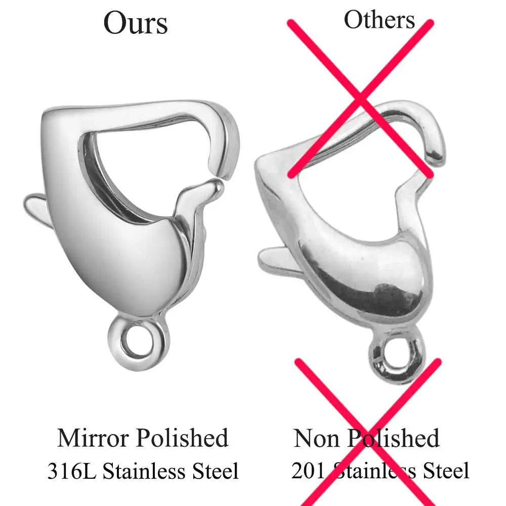 5 unids/lote de cierre de langosta rectangular de acero inoxidable de joyería para hacer collares y pulseras