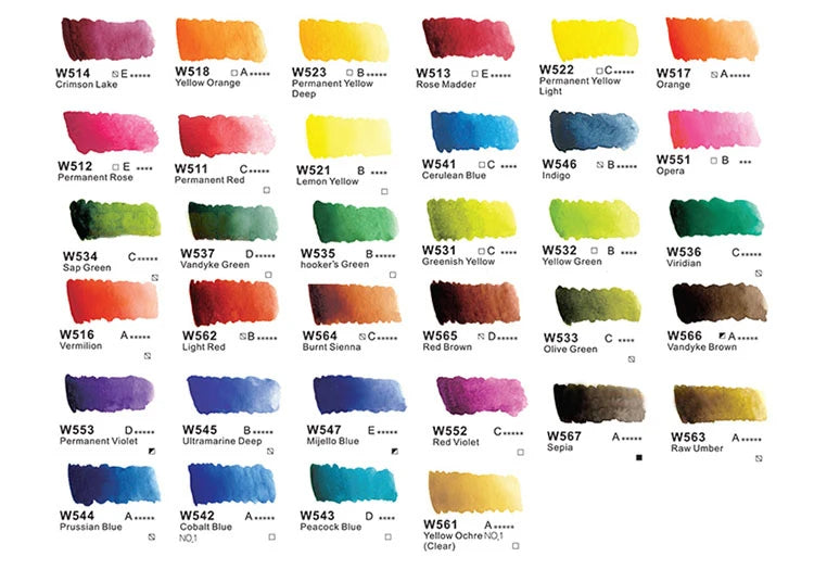 Mijello Misson- acuarela, pincel de dibujo artístico, suministros de arte, 36/34/24/12 colores